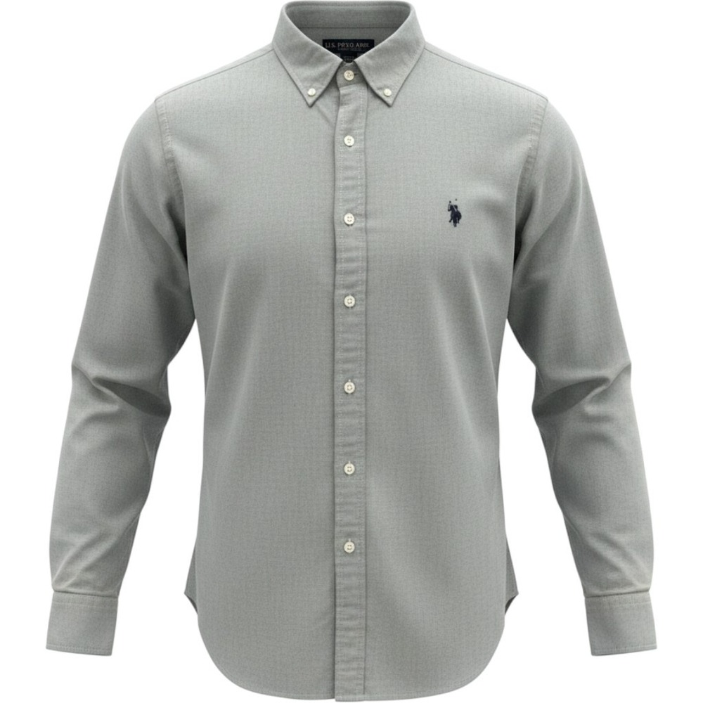 US Polo Assn Mens XL Gray Long Sleeve Oxford Button Down Shirt 117946S0